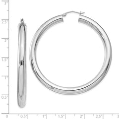 Sterling Silver Rhodium-plated 5mm Round Hoop Earrings - 5