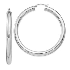 Sterling Silver Rhodium-plated 5mm Round Hoop Earrings - 5