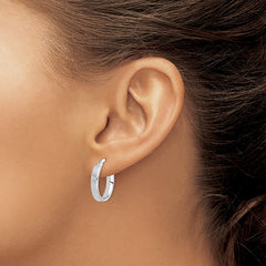 Sterling Silver Rhodium-plated Polished 5mm Oval Hoop Earrings