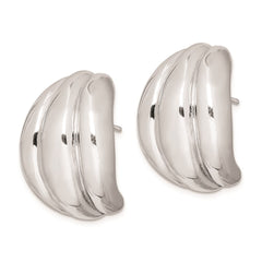 Sterling Silver Polished Rhodium Plated Hollow Post Earrings