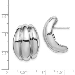 Sterling Silver Polished Rhodium Plated Hollow Post Earrings