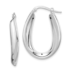 Sterling Silver Rhod-plated Polished Hollow 6mm Oval Hoop Earrings