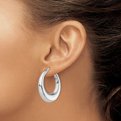 Sterling Silver RH-plated Polished Tapered Hollow Round Hoop Earrings - 5
