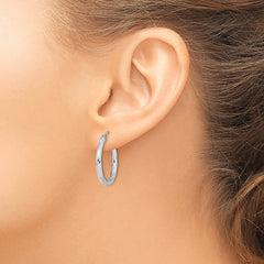 Sterling Silver Rhodium-plated 2.7x25mm Twisted Hoop Earrings