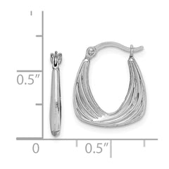 Sterling Silver Rhodium Plated Hollow Hoop Earrings - 2