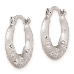 Sterling Silver Rhodium Plated Diamond Cut Hoop Earrings - 2