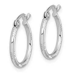 Sterling Silver Rhodium Plated Diamond Cut Hoop Earrings - 4
