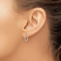 Sterling Silver Rhodium Plated Diamond Cut Hoop Earrings - 4