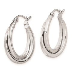 Sterling Silver Rhodium Plated Double Hoop Earrings - 2