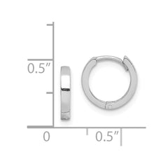 Sterling Silver Rhodium Polished Hinged Hoop Earrings - 9