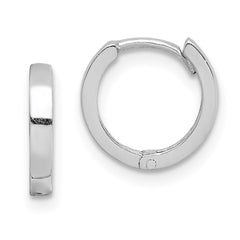 Sterling Silver Rhodium Polished Hinged Hoop Earrings - 9