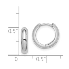 Sterling Silver Rhodium Polished Hinged Hoop Earrings - 2