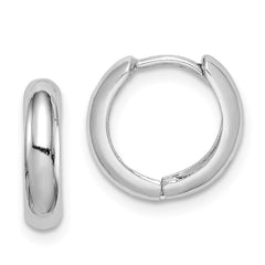 Sterling Silver Rhodium Polished Hinged Hoop Earrings - 2