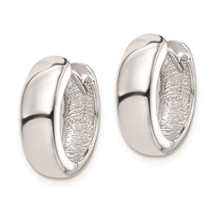 Sterling Silver Rhodium Polished Hinged Hoop Earrings - 6