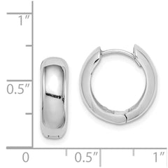 Sterling Silver Rhodium Polished Hinged Hoop Earrings - 6