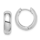 Sterling Silver Rhodium Polished Hinged Hoop Earrings - 6