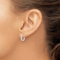 Sterling Silver Rhodium Polished Hinged Hoop Earrings - 7