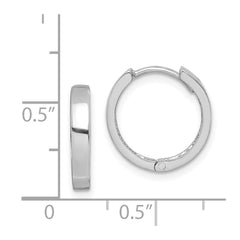 Sterling Silver Rhodium Polished Hinged Hoop Earrings - 7