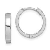Sterling Silver Rhodium Polished Hinged Hoop Earrings - 7