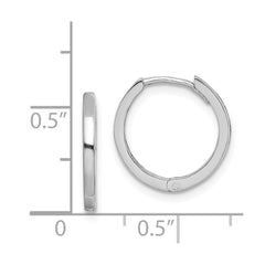 Sterling Silver Rhodium Polished Hinged Hoop Earrings - 3