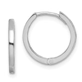 Sterling Silver Rhodium Polished Hinged Hoop Earrings - 3