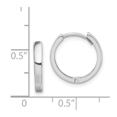 Sterling Silver Rhodium Polished Hinged Hoop Earrings - 11