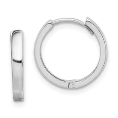 Sterling Silver Rhodium Polished Hinged Hoop Earrings - 11