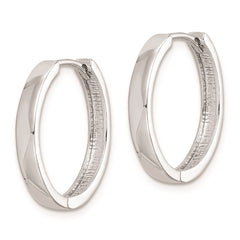 Sterling Silver Rhodium Polished Hinged Hoop Earrings - 12
