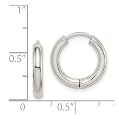 Sterling Silver Rhodium-plated Polished Hollow Hinged Hoop Earrings
