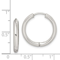 Sterling Silver Rhodium-plated Polished Hollow Hinged Hoop Earrings - 2