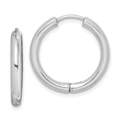 Sterling Silver Rhodium-plated Polished Hollow Hinged Hoop Earrings - 2