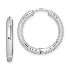 Sterling Silver Rhodium-plated Polished Hollow Hinged Hoop Earrings - 2
