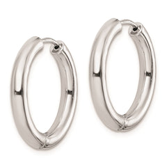Sterling Silver Rhodium Polished Hinged Hoop Earrings - 10