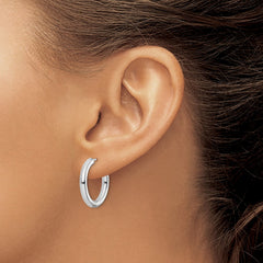 Sterling Silver Rhodium Polished Hinged Hoop Earrings - 10