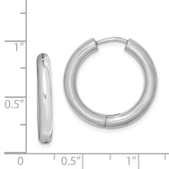 Sterling Silver Rhodium Polished Hinged Hoop Earrings - 10