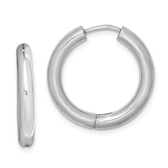 Sterling Silver Rhodium Polished Hinged Hoop Earrings - 10