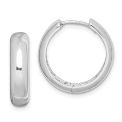 Sterling Silver Rhodium Polished Hinged Hoop Earrings - 4