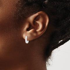 Sterling Silver Rhodium Polished Hinged Hoop Earrings - 5