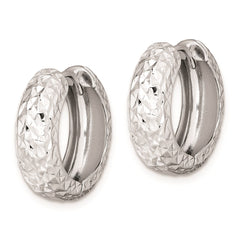 Sterling Silver Rhodium Polished Diamond Cut Hoop Earrings