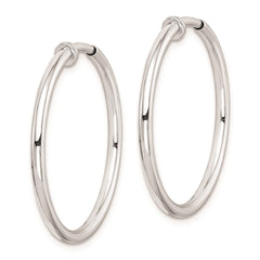Sterling Silver RH-plated 2x28mm Non-Pierced Round Hoop Earrings