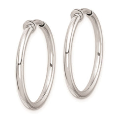 Sterling Silver RH-plated 2x24mm Non-Pierced Round Hoop Earrings