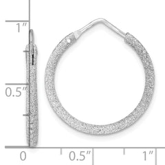 Sterling Silver Rhodium-plated Laser Cut 2mm Endless Hoop Earrings - 3