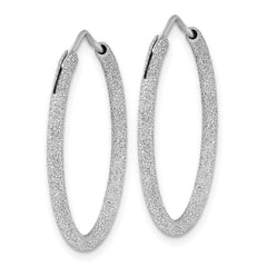 Sterling Silver Rhodium-plated Laser Cut 2mm Endless Hoop Earrings - 4