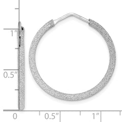 Sterling Silver Rhodium-plated Laser Cut 2mm Endless Hoop Earrings - 4