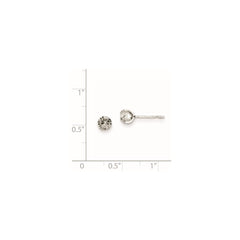 Sterling Silver Rhodium Plated 5mm Diamond Cut Post Earrings