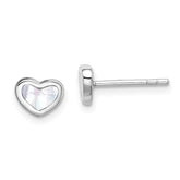 Sterling Silver Rhodium-plated Mother of Pearl Heart Post Earrings - 3