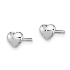 Sterling Silver Rhodium-plated Polished Heart Post Earrings - 2