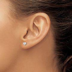 Sterling Silver Rhodium-plated Polished Heart Post Earrings - 2