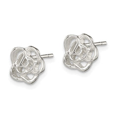 Sterling Silver Polished Flower Post Earrings - 3