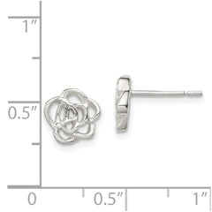 Sterling Silver Polished Flower Post Earrings - 3